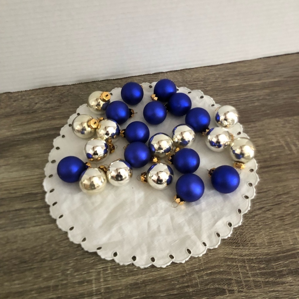 Small Blue and Silver Bauble Ornaments